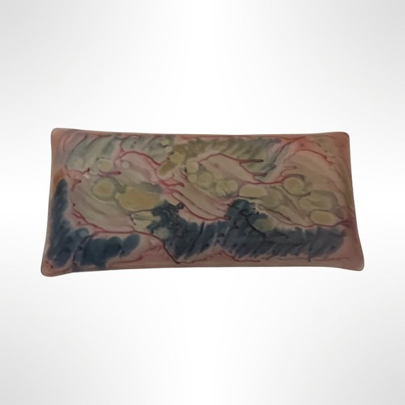 Hand Painted Drip Art Glass Jewelry Tray What Not Dish Made in Israel Vtg - Picture 3 of 7